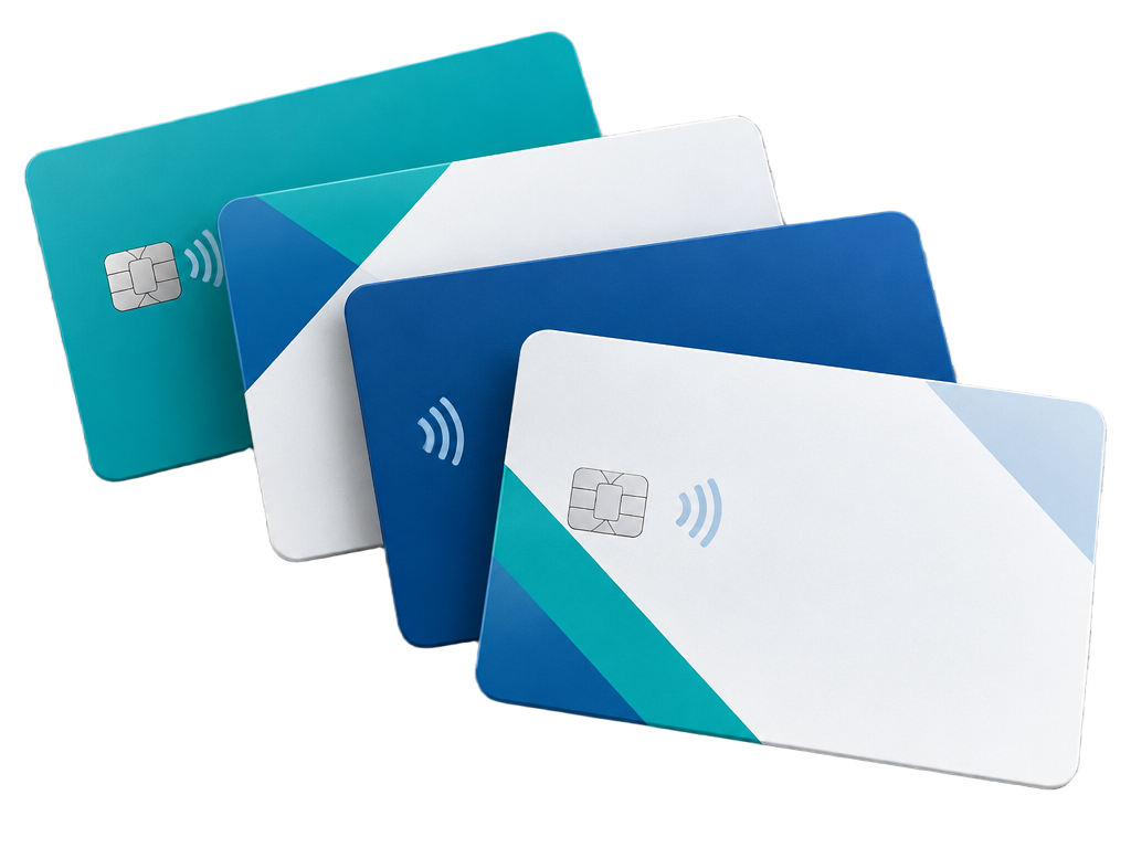 Svarta kort som kan specialprogrammeras med NFC eller RFID
